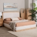 Baxton Studio Aiman Upholstered Platform Bed with Faux Leather Trim, Queen - BSOSP1128-C-CFF0040-Beige/Oak-Queen