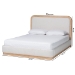 Baxton Studio Aiman Upholstered Platform Bed with Faux Leather Trim, Queen - BSOSP1128-C-CFF0040-Beige/Oak-Queen