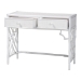 bali & pari Lindie Natural Rattan Writing Desk with Two Drawers, White - BSOLindie-White-Desk