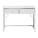 bali & pari Lindie Natural Rattan Writing Desk with Two Drawers, White - BSOLindie-White-Desk