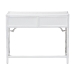 bali & pari Lindie Natural Rattan Writing Desk with Two Drawers, White - BSOLindie-White-Desk