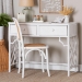 bali & pari Lindie Natural Rattan Writing Desk with Two Drawers, White - BSOLindie-White-Desk