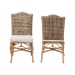 bali & pari Nitya Natural Rattan and Seagrass Camelback 2-Piece Dining Chair Set - BSODC1736-Natural Seagrass-Cushion-DC