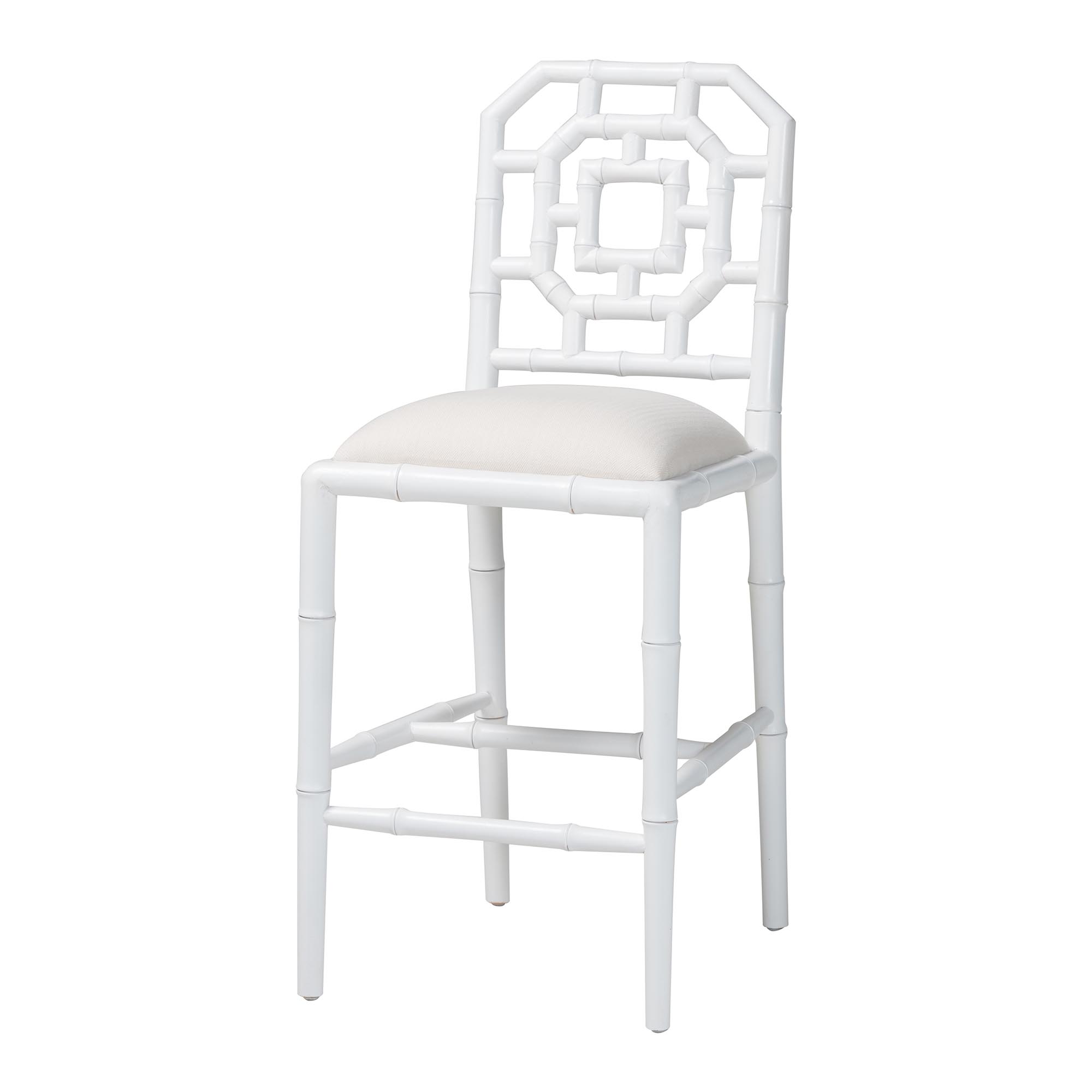 bali & pari Boone Counter Stool with Chinoiserie Design, White