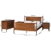 Baxton Studio Danette Bobbin Wood 4-Piece Bedroom Set with 2 Nightstands, Queen - BSOAkello-Walnut-Queen 4PC Bedroom Set