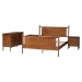 Baxton Studio Danette Bobbin Wood 4-Piece Bedroom Set with 2 Nightstands, Queen - BSOAkello-Walnut-Queen 4PC Bedroom Set