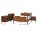 Baxton Studio Danette Bobbin Wood  5-Piece Bedroom Set, Queen - BSOMG0260-Walnut-Queen 5PC Bedroom Set