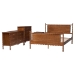 Baxton Studio Danette Bobbin Wood 4-Piece Bedroom Set with 1 Nightstands, Queen - BSOMG0260-Walnut-Queen 4PC Bedroom Set