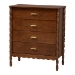 Baxton Studio Danette Bobbin Wood 4-Piece Bedroom Set with 1 Nightstands, Queen - BSOMG0260-Walnut-Queen 4PC Bedroom Set