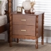 Baxton Studio Danette Bobbin Wood 2-Drawer Nightstand - BSOMG9021-Walnut-2DW-NS
