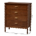 Baxton Studio Danette Bobbin Wood 4-Drawer Chest - BSOMG9021-Walnut-4DW-Chest