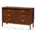 Baxton Studio Danette Bobbin Wood 6-Drawer Dresser - BSOMG9021-Walnut-6DW-Dresser