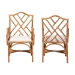 bali & pari Cedric Natural Rattan 2-Piece Dining Armchair Set with Cushioned Seat - BSOCedric-Light Honey Rattan-Cushion-Arm-DC