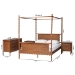 Baxton Studio Danette Bobbin Wood 4-Piece Canopy Bedroom Set, Queen - BSOMG0260-2-Walnut-Queen 4PC Canopy Bedroom Set