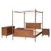 Baxton Studio Danette Bobbin Wood 4-Piece Canopy Bedroom Set, Queen - BSOMG0260-2-Walnut-Queen 4PC Canopy Bedroom Set