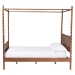 Baxton Studio Danette Bobbin Wood Canopy Bed, Queen - BSOMG0260-2-Walnut-Queen-Canopy Bed