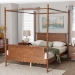 Baxton Studio Danette Bobbin Wood Canopy Bed, Queen - BSOMG0260-2-Walnut-Queen-Canopy Bed