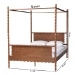 Baxton Studio Danette Bobbin Wood Canopy Bed, Queen - BSOMG0260-2-Walnut-Queen-Canopy Bed