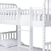 Baxton Studio Lucera Bobbin Bunk Bed with Ladder, White - BSOMG0110-9-White-Twin-Bunk Bed