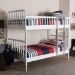 Baxton Studio Lucera Bobbin Bunk Bed with Ladder, White - BSOMG0110-9-White-Twin-Bunk Bed