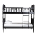 Baxton Studio Lucera Bobbin Bunk Bed with Ladder, Black - BSOMG0110-9-Black-Twin-Bunk Bed