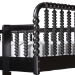 Baxton Studio Lucera Bobbin Bunk Bed with Ladder, Black - BSOMG0110-9-Black-Twin-Bunk Bed