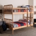 Baxton Studio Lucera Bobbin Bunk Bed with Ladder, Beech Brown - BSOMG0110-9-Beech-Twin-Bunk Bed