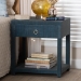 bali & pari Nata Grasscloth Nightstand with Drawer and Open Shelf, Indigo - BSONata-Indigo Woven Grasscloth-NS