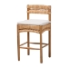 bali & pari Elvera Woven Seagrass and Mahogany Wood Counter Stool