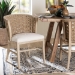 bali & pari Vellon Woven Seagrass and White Wash Mahogany Wood Dining Chair - BSOMD-39989-Vellon-White Wash-Cushion-DC