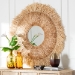 bali & pari Ashra Natural Rattan and Seagrass Wall Mirror with Fringe Edge Border - BSOWS281-90cm-Natural-Boxed-Mirror