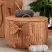 bali & pari Creusa Natural Rattan Laundry Basket with Bow Detail, Wide - BSOWS283-Honey Ada Rattan-Basket