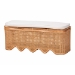bali & pari Rivka Natural Rattan Storage Bench with Scalloped Base and Cushion