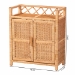 bali & pari Hendrina Natural Rattan and Mahogany Wood Shoe Cabinet, 3-Tier - BSOWS329-Honey Ada Rattan-Shoe Cabinet
