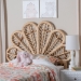 bali & pari Lolita Natural Rattan Freestanding Headboard with Leaf Motif, Twin - BSOWS307-Natural Brown Rattan-Twin-HB