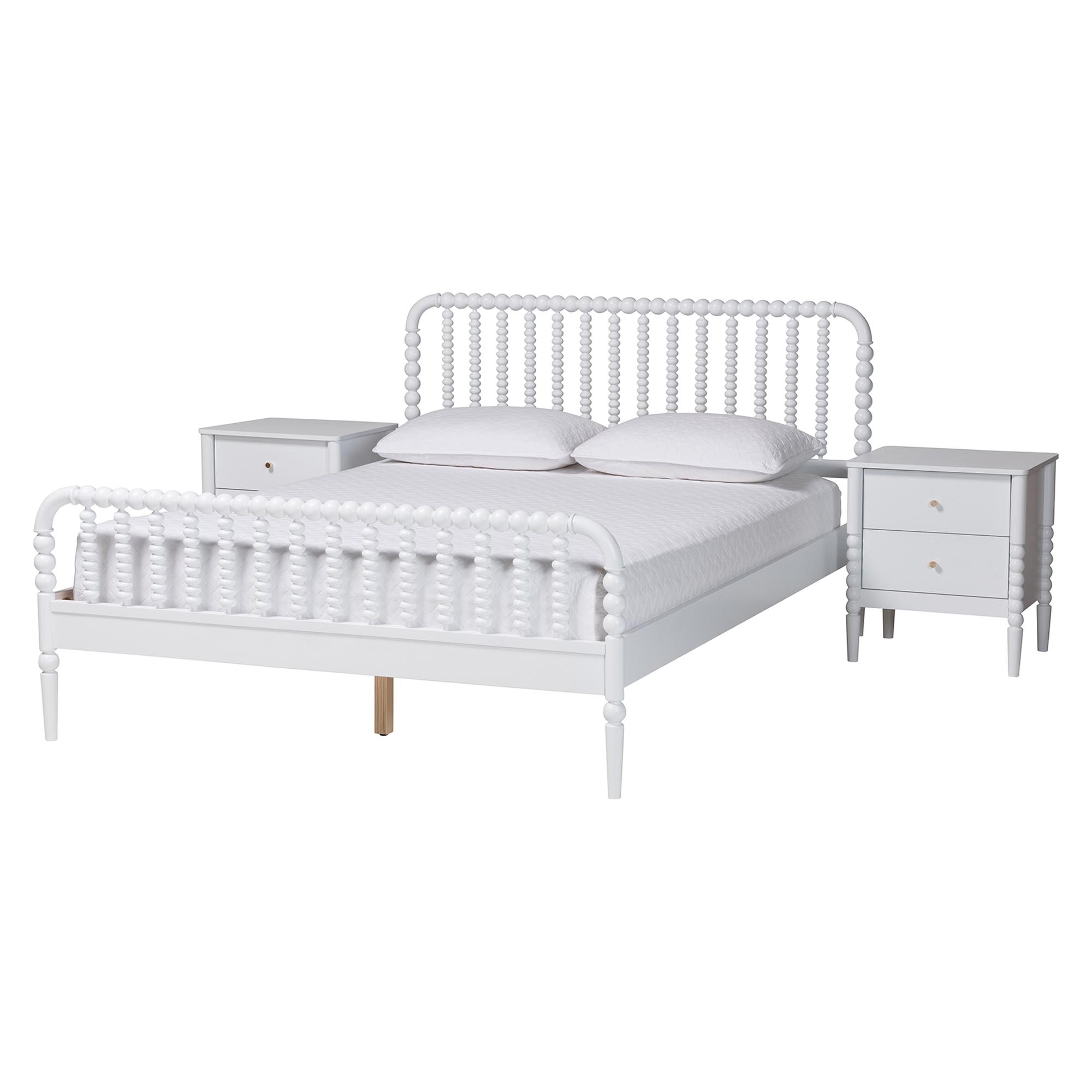 Baxton Studio Lucera 3-Piece Bedroom Set, White, King
