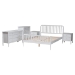 Baxton Studio Lucera 5-Piece Bedroom Set, White, King - BSOMG0110-4-White-King 5PC Bedroom Set