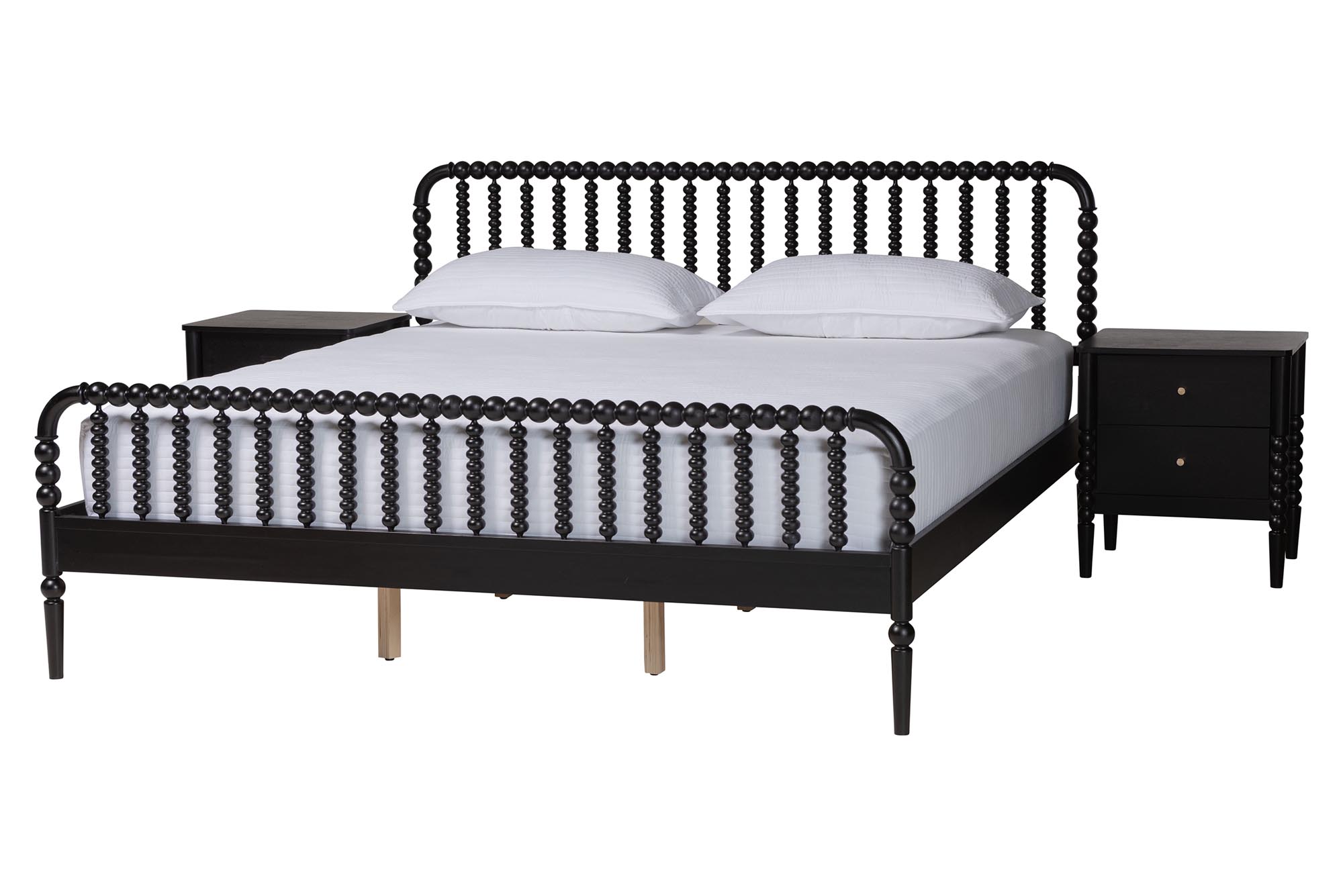 Baxton Studio Lucera 3-Piece Bedroom Set, Black, King