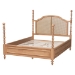 Baxton Studio Neviah Four Poster Bed with Woven Rattan Headboard, King, Beech Brown - BSOMG0267-1-Beech/5702 Rattan-King-Four Poster Bed