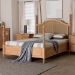 Baxton Studio Neviah Four Poster Bed with Woven Rattan Headboard, King, Beech Brown - BSOMG0267-1-Beech/5702 Rattan-King-Four Poster Bed