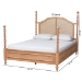 Baxton Studio Neviah Four Poster Bed with Woven Rattan Headboard, King, Beech Brown - BSOMG0267-1-Beech/5702 Rattan-King-Four Poster Bed