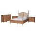 Baxton Studio Neviah 4-Piece Bedroom Set with 2-Drawer Nightstands, King, Beech Brown