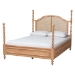 Baxton Studio Neviah 4-Piece Bedroom Set with 2-Drawer Nightstands, King, Beech Brown - BSOMG0267-1-Beech/5702 Rattan-King 4PC Four Poster Bedroom Set