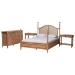 Baxton Studio Neviah 4-Piece Bedroom Set with 1-Drawer Nightstands, King, Beech Brown