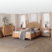 Baxton Studio Neviah 4-Piece Bedroom Set with 1-Drawer Nightstands, King, Beech Brown - BSOEkua-Beech/5702 Rattan-King 4PC Four Poster Bedroom Set