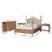 Baxton Studio Neviah 4-Piece Bedroom Set with 1-Drawer Nightstands, King, Beech Brown - BSOEkua-Beech/5702 Rattan-King 4PC Four Poster Bedroom Set