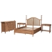 Baxton Studio Neviah 4-Piece Bedroom Set with 1-Drawer Nightstands, King, Beech Brown - BSOEkua-Beech/5702 Rattan-King 4PC Four Poster Bedroom Set