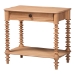 Baxton Studio Neviah 4-Piece Bedroom Set with 1-Drawer Nightstands, King, Beech Brown - BSOEkua-Beech/5702 Rattan-King 4PC Four Poster Bedroom Set