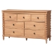Baxton Studio Neviah 4-Piece Bedroom Set with 1-Drawer Nightstands, King, Beech Brown - BSOEkua-Beech/5702 Rattan-King 4PC Four Poster Bedroom Set