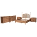 Baxton Studio Neviah 5-Piece Bedroom Set with 2-Drawer Nightstands, King, Beech Brown - BSOMG0267-1-Beech/5702 Rattan-King 5PC Four Poster Bedroom Set